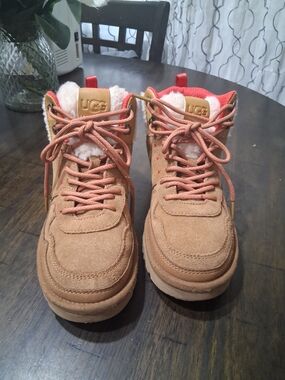 UGG  Chestnut Suede Shearling High-Top Sneakers